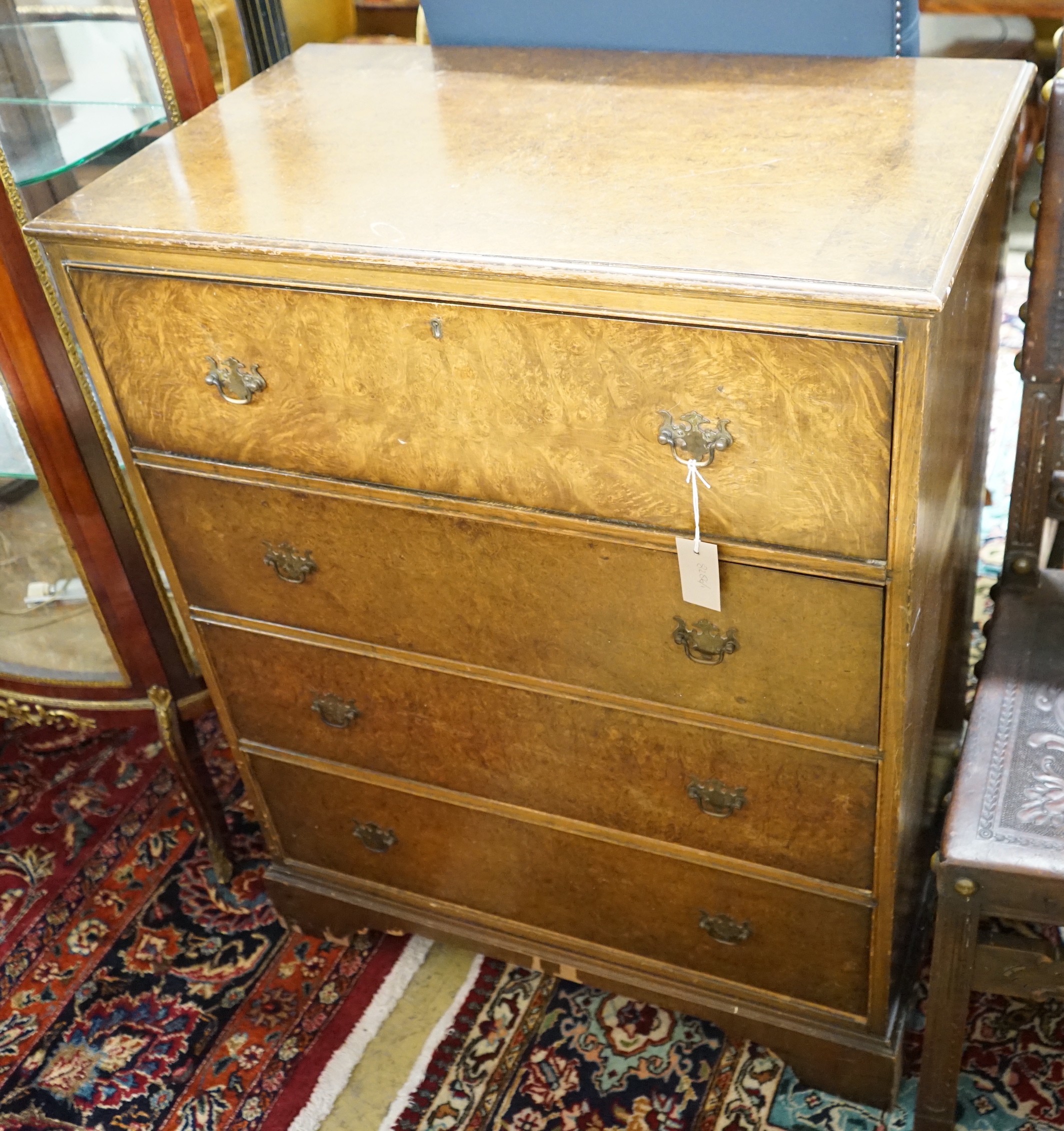 A George I style walnut secretaire chest, width 78cm, depth 47cm, height 99cm